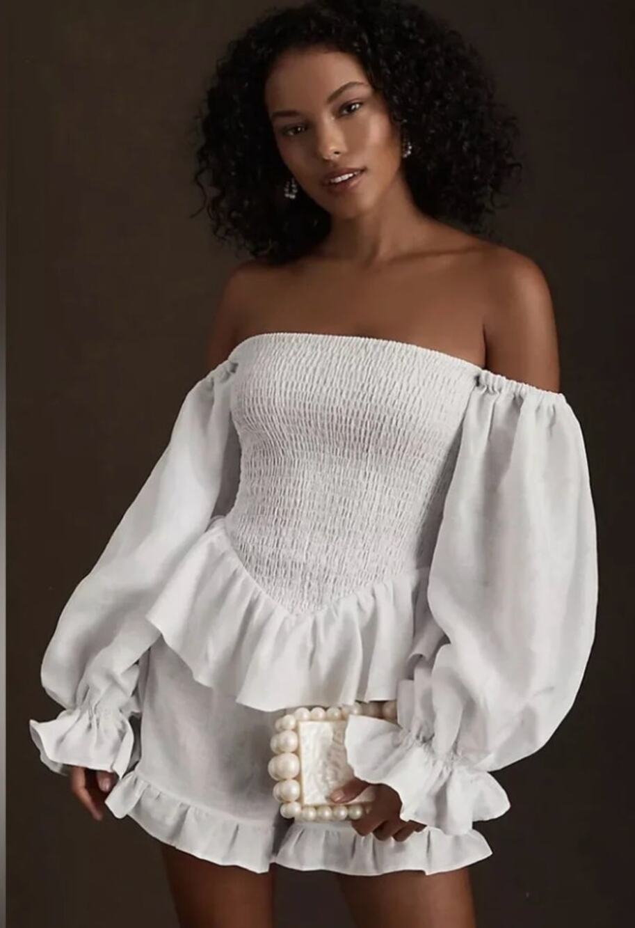 Sleeper Set Small Atlanta Linen Lounge Off Shoulder Top Shorts Floral Feminine